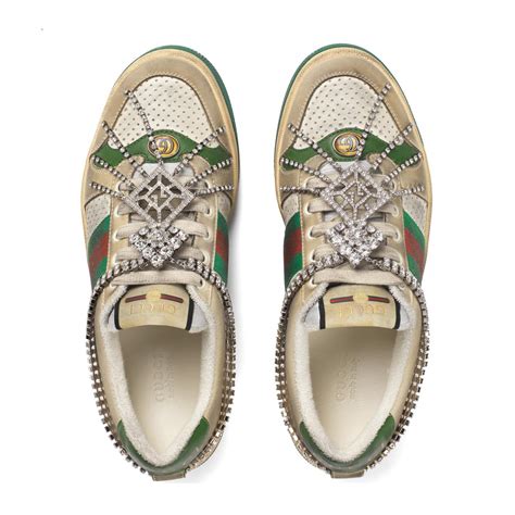 screener leather sneaker gucci|gucci sneaker with crystals.